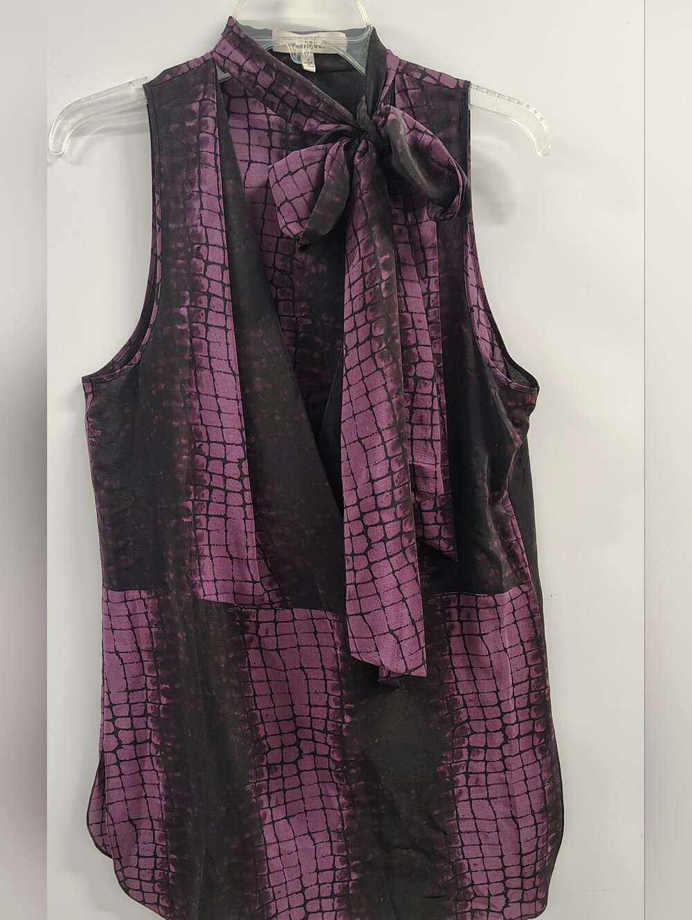 Robert Rodriguez Mock Croc Slvless Draped Open-Front Long Ties Top Sz 6